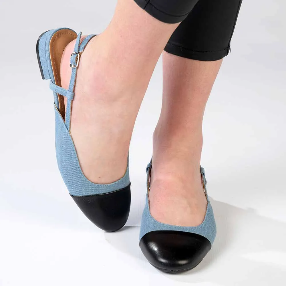 Madison Bluma Low Block Heel Slingback Sandal - Black / Blue