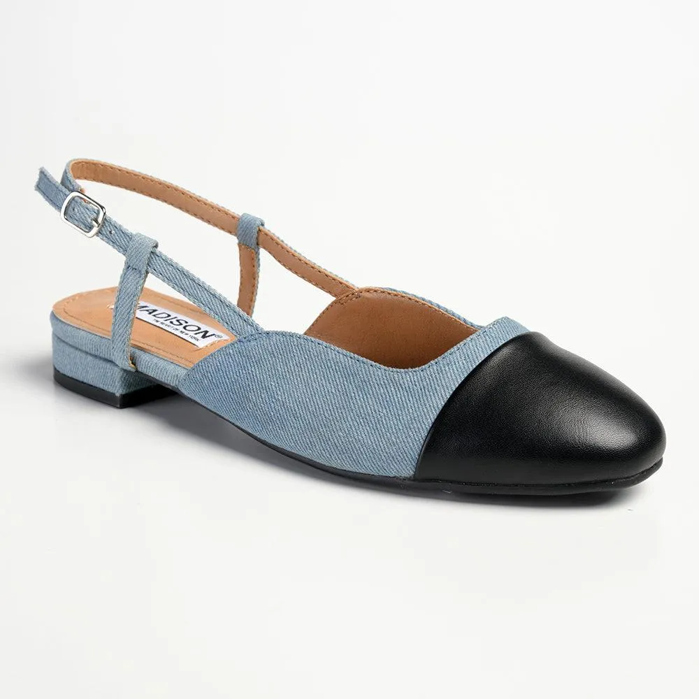 Madison Bluma Low Block Heel Slingback Sandal - Black / Blue