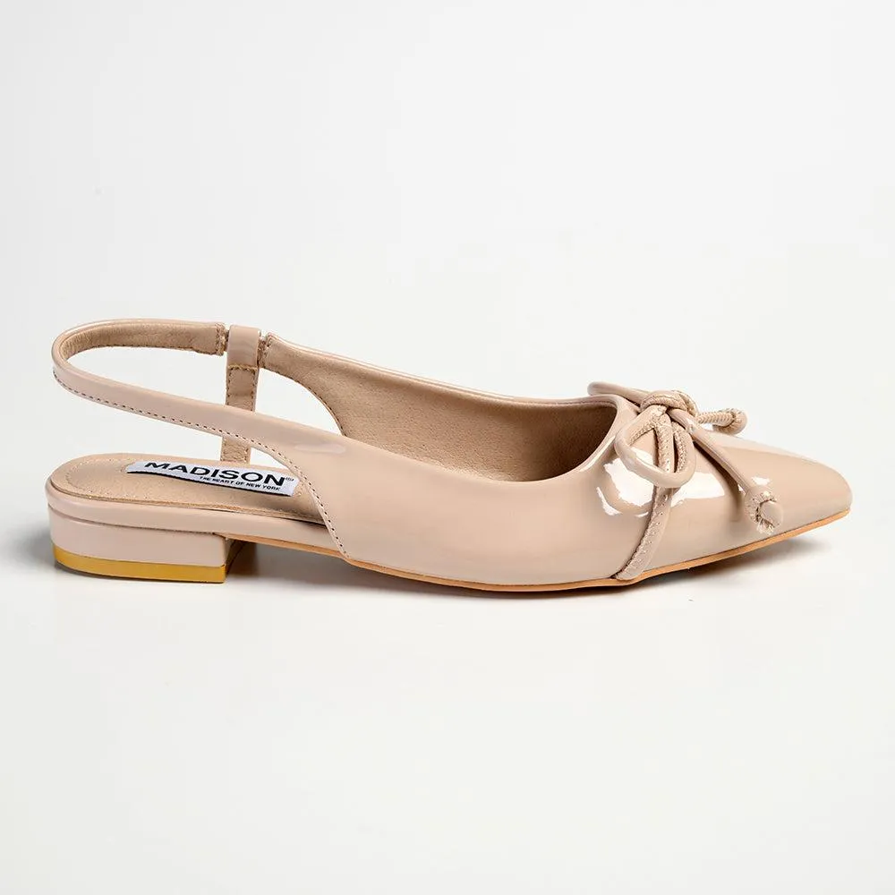 Madison Bobbi Low Block Heel Slingback Sandal - Nude