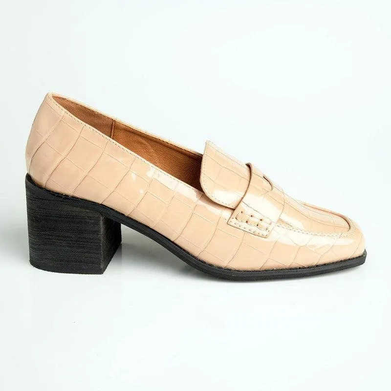 Madison Cindy Block heel Loafer - Nude