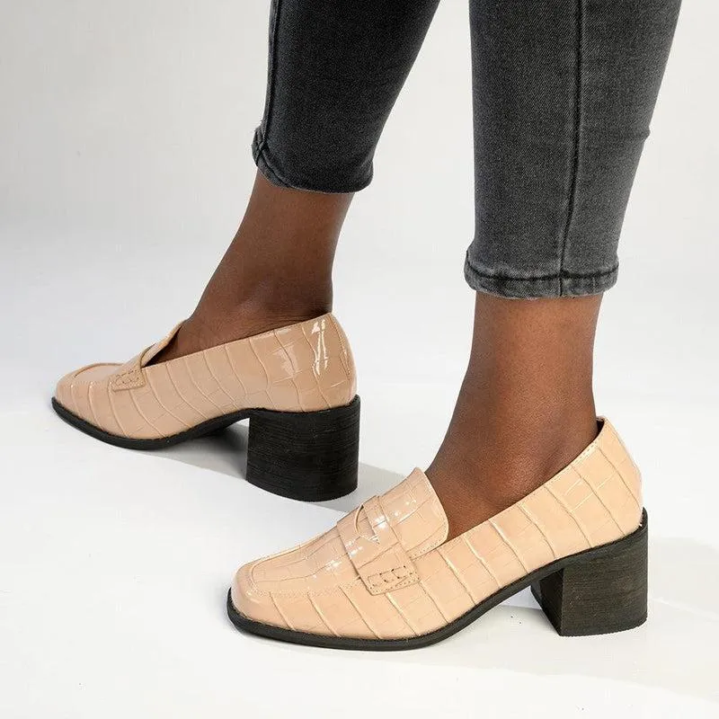 Madison Cindy Block heel Loafer - Nude