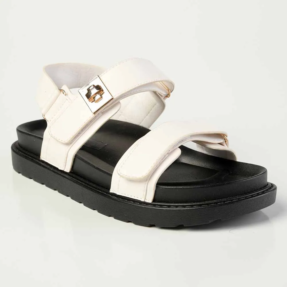 Madison Jamie Double Strap Footbed Sandal - White