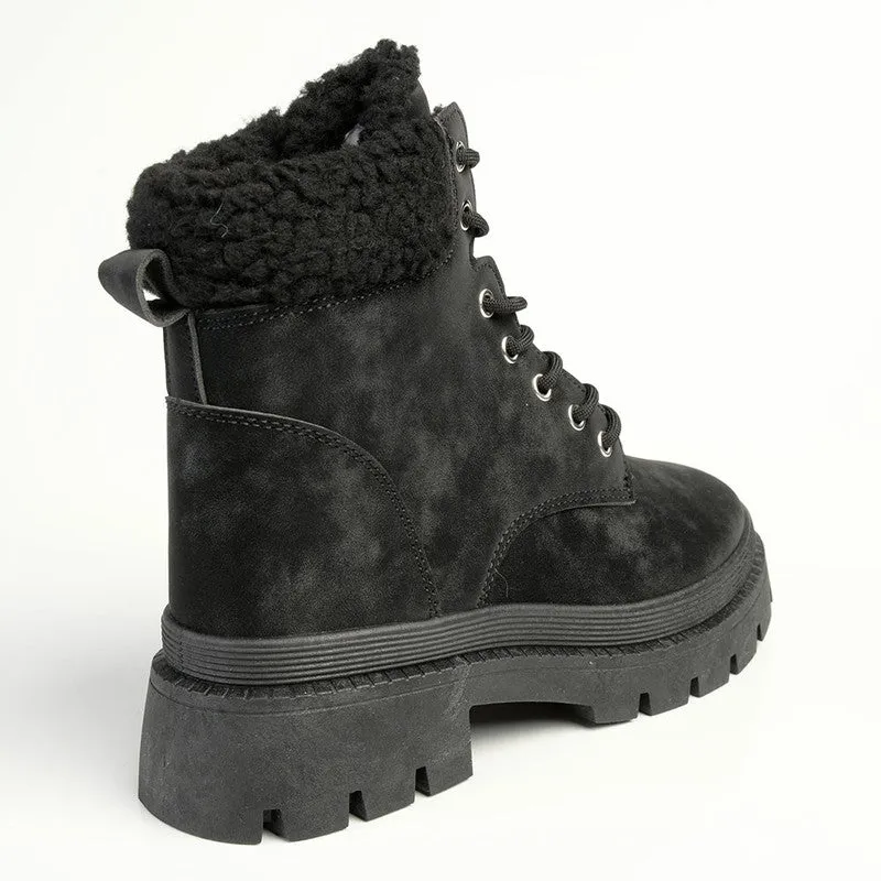 Madison Jersey Hiker Lace Fashion Boot - Black