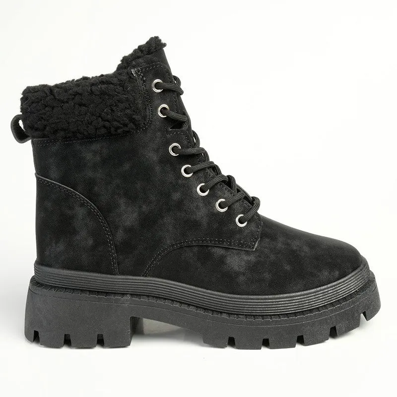 Madison Jersey Hiker Lace Fashion Boot - Black