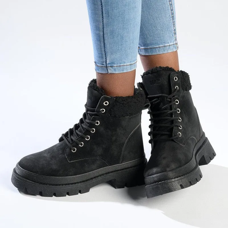 Madison Jersey Hiker Lace Fashion Boot - Black