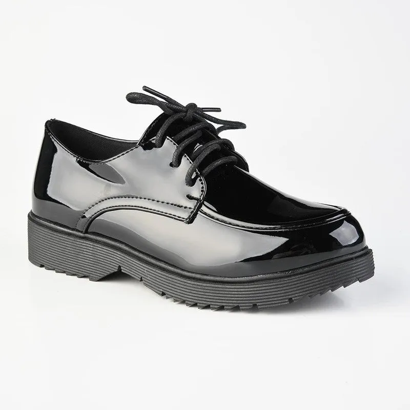 Madison Peggy Lace Up Boyfriend Shoe - Black