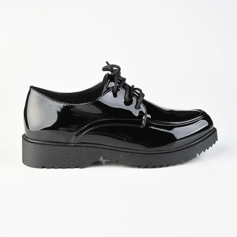 Madison Peggy Lace Up Boyfriend Shoe - Black