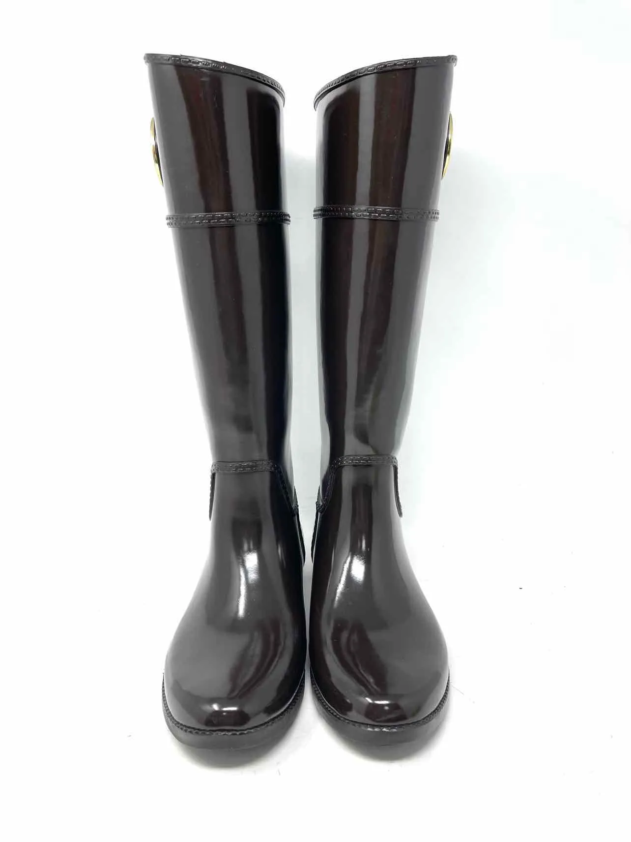 Michael Kors Size 8 Chocolate/Gold Rubber Shoes Rainboots