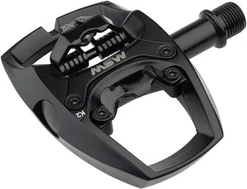 MSW Flip I Pedals - Single Side Clipless with Platform, Aluminum, 9/16", Intense Black