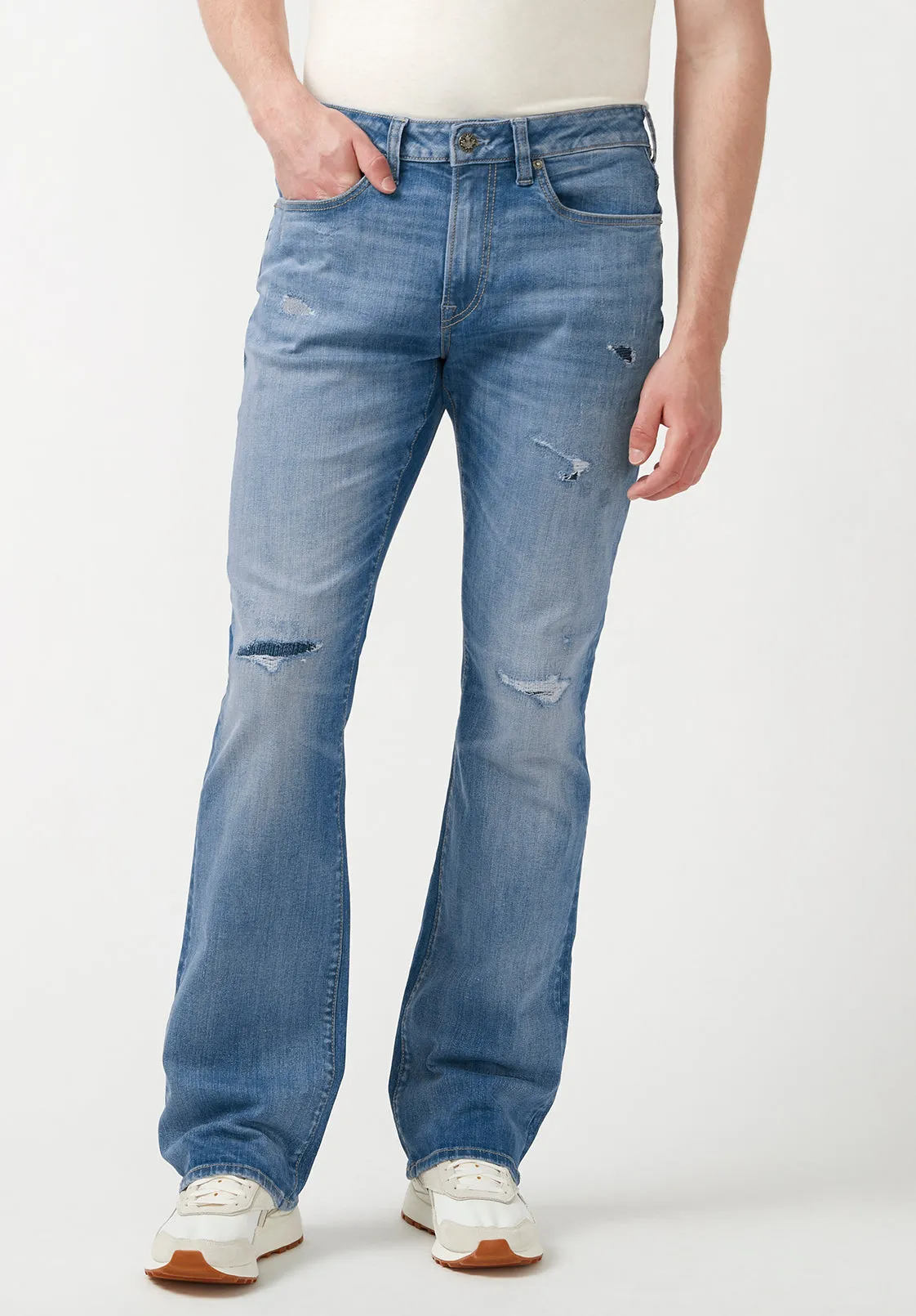 Relaxed Boot Game Men's Jeans in Distressed Indigo - BM22927