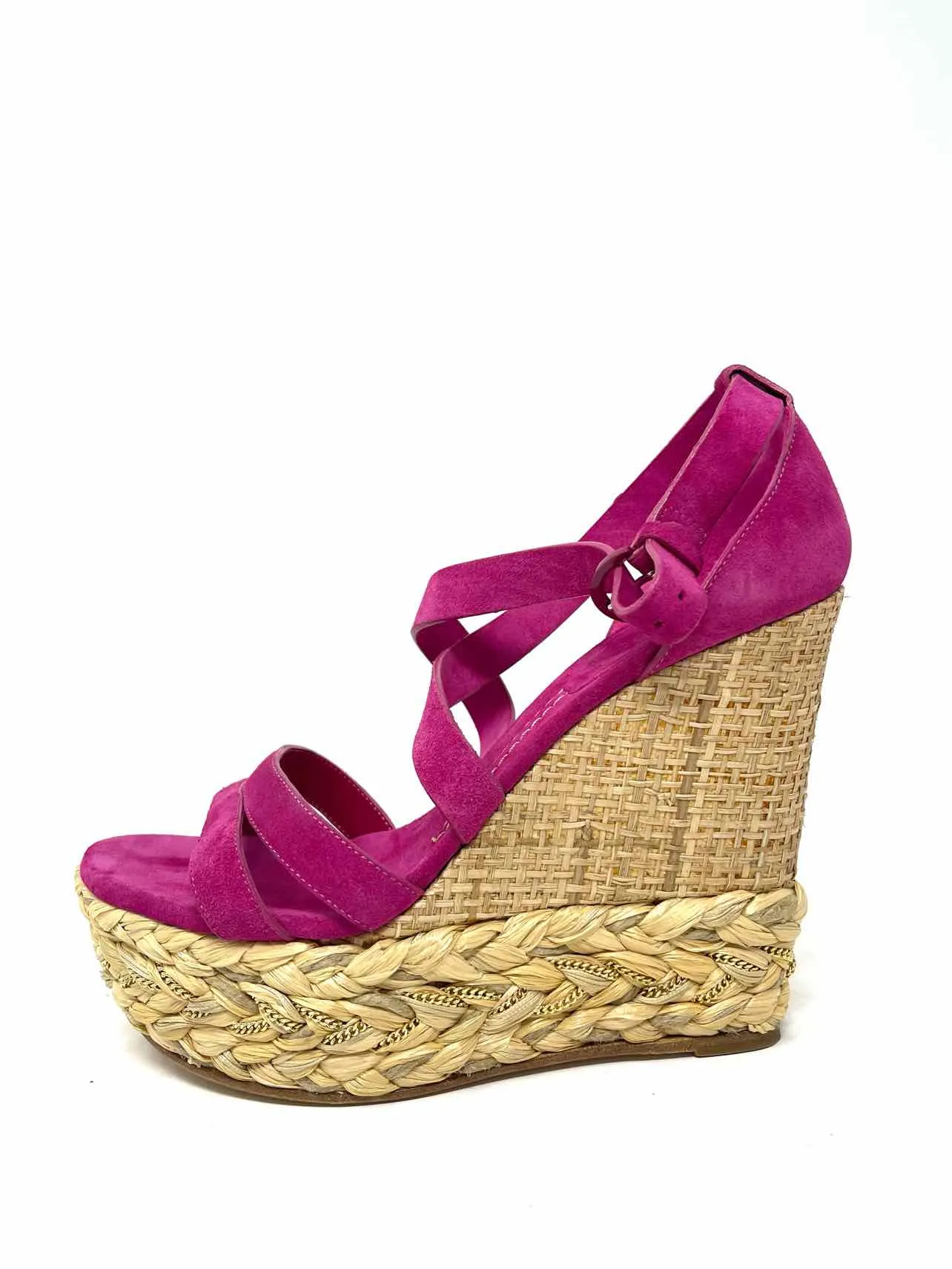 Size 8 Magenta Suede Woven W/ BOX!!! Shoes Wedge Sandal