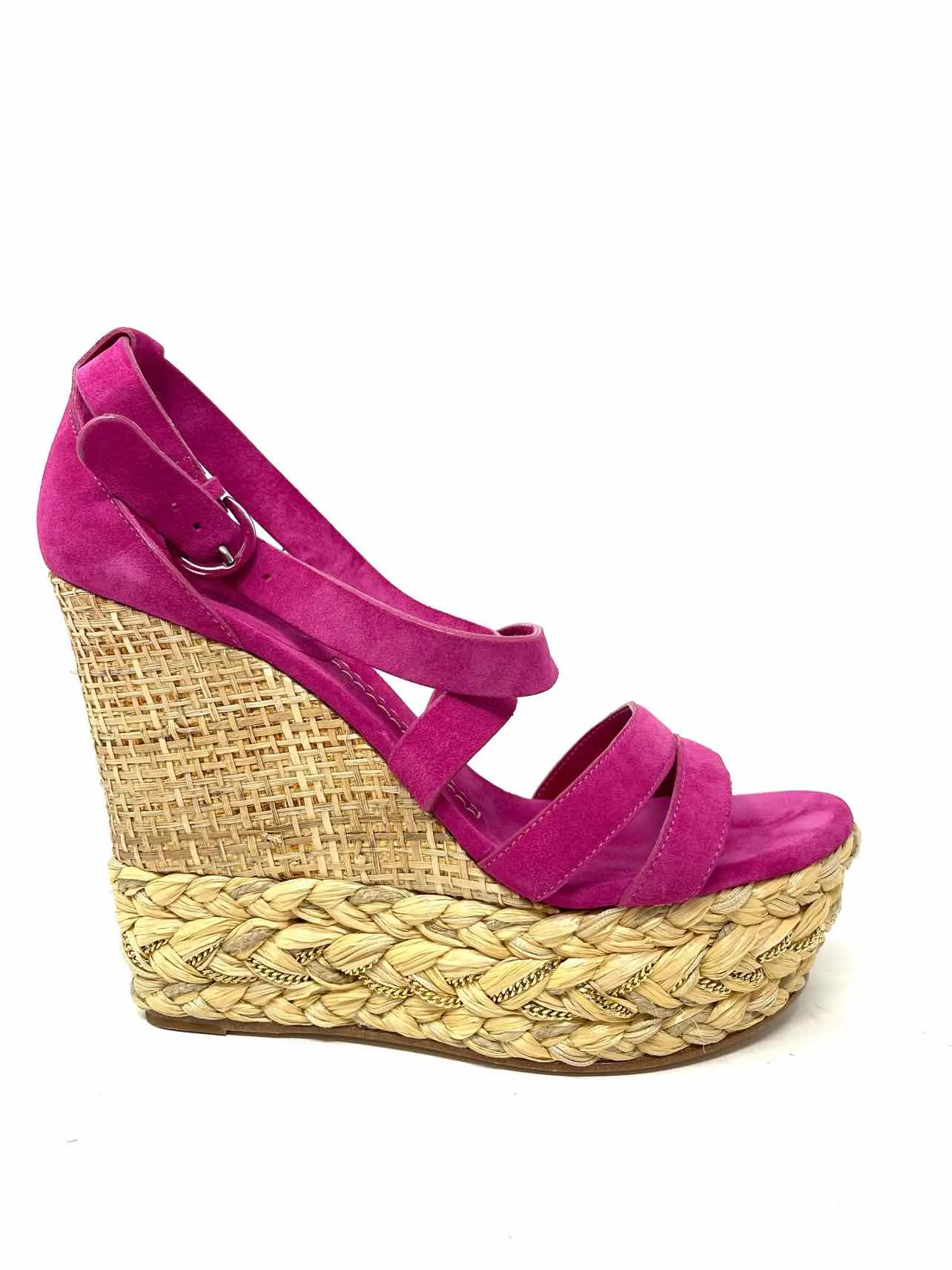 Size 8 Magenta Suede Woven W/ BOX!!! Shoes Wedge Sandal