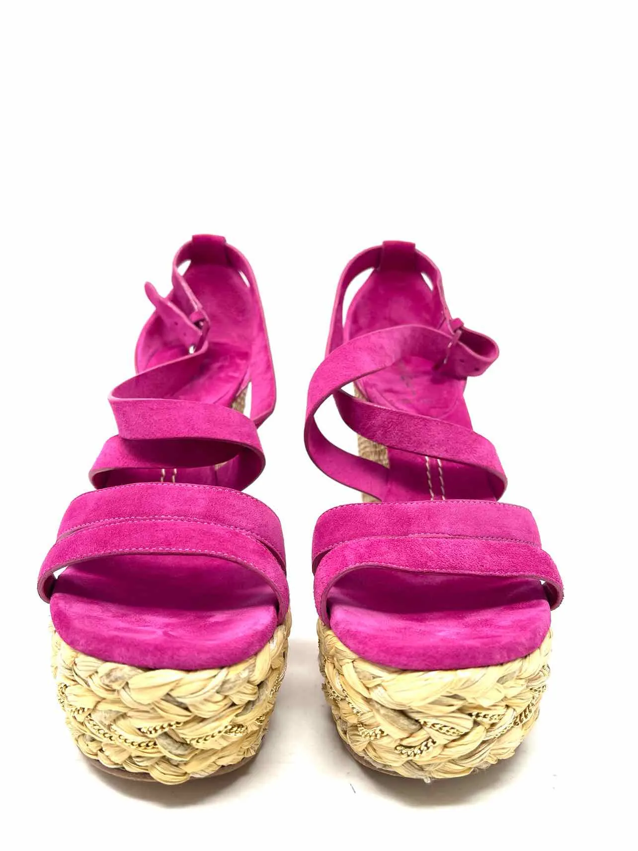 Size 8 Magenta Suede Woven W/ BOX!!! Shoes Wedge Sandal