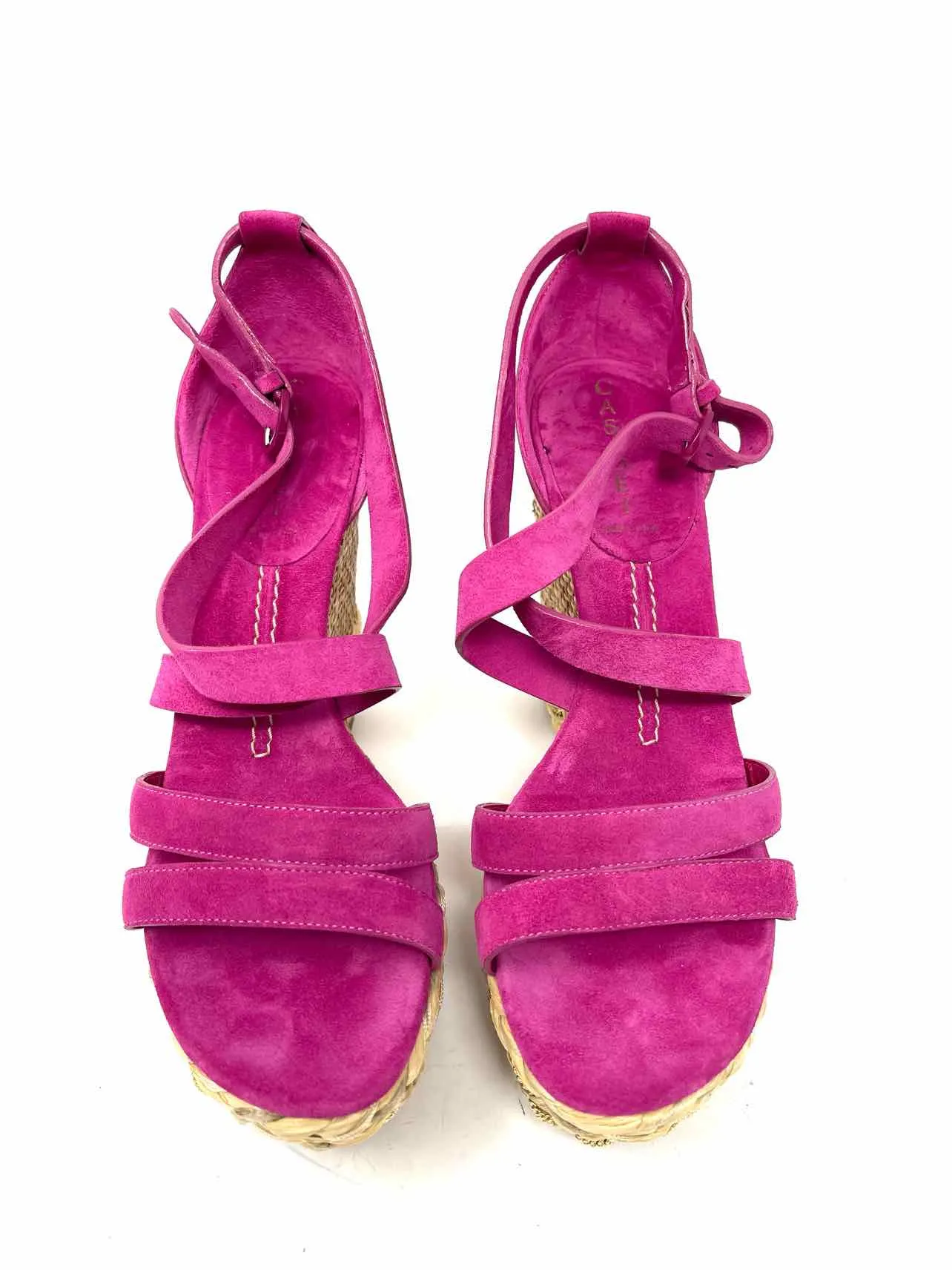 Size 8 Magenta Suede Woven W/ BOX!!! Shoes Wedge Sandal