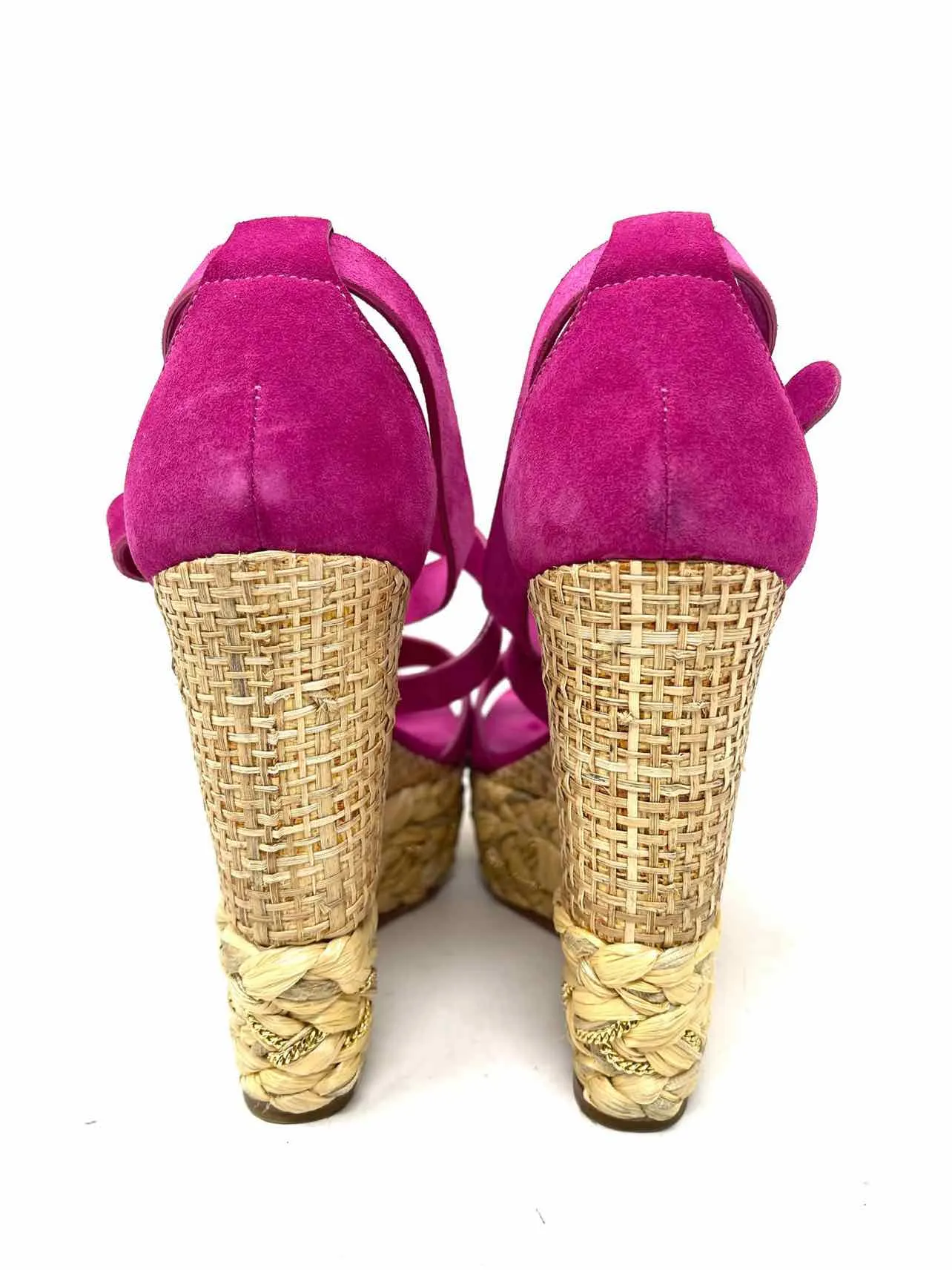 Size 8 Magenta Suede Woven W/ BOX!!! Shoes Wedge Sandal