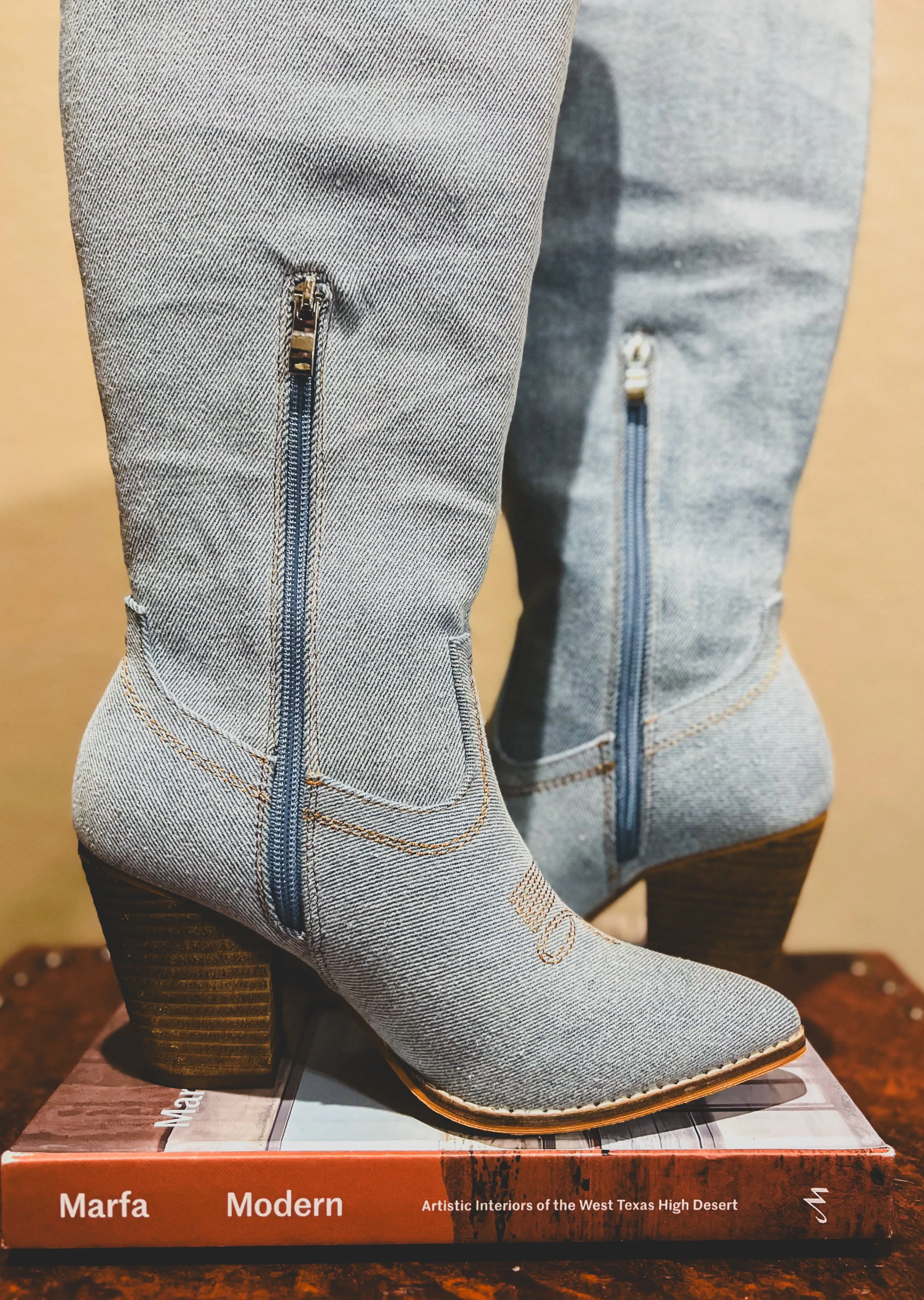 Tall Denim Western Boot