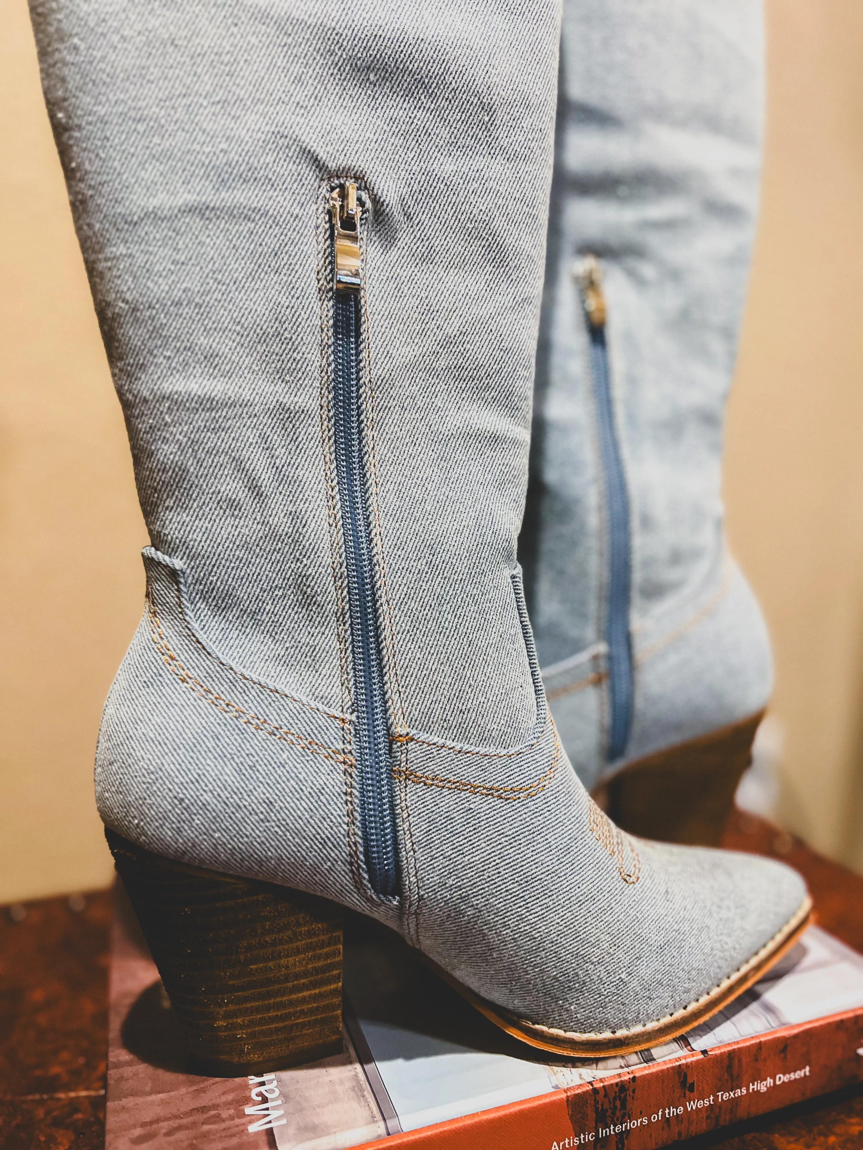 Tall Denim Western Boot