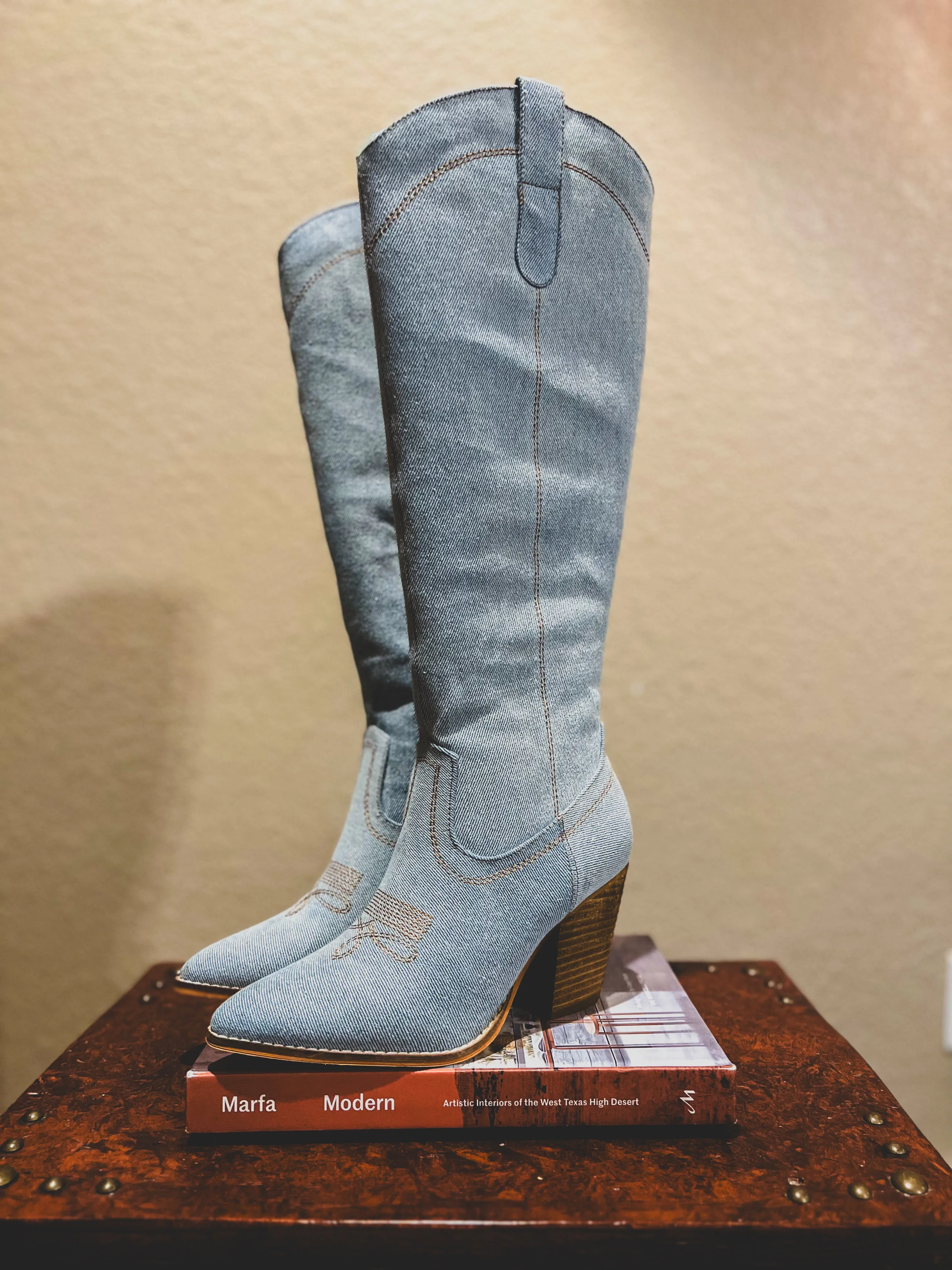 Tall Denim Western Boot