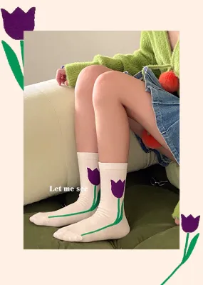 Tulips flower socks