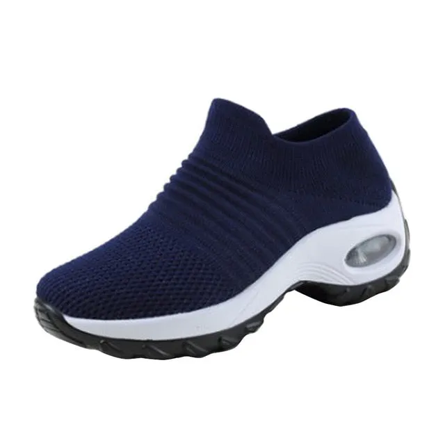 Women Sneakers Fashion Breathable Mesh Casual Shoes Platform Sneakers Men Platform Slip-On Sneakers Walking Running Shoes