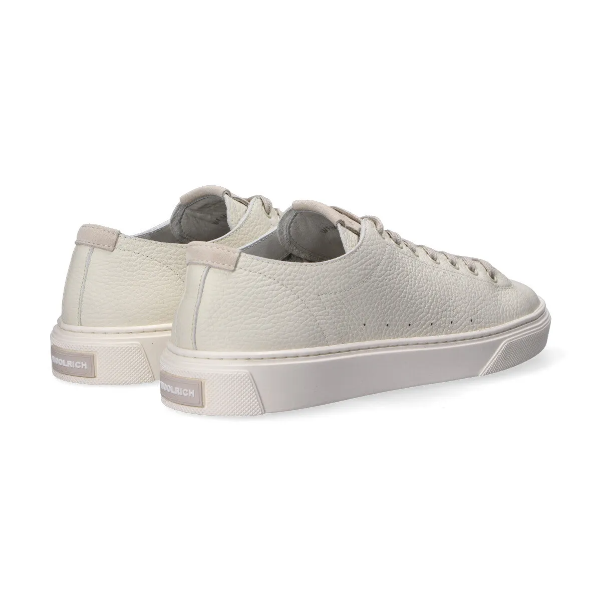 Woolrich sneakers in pelle color panna